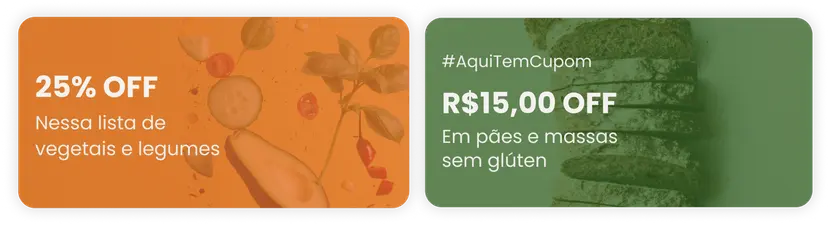 Exemplo de e-commerce,cards de descontos